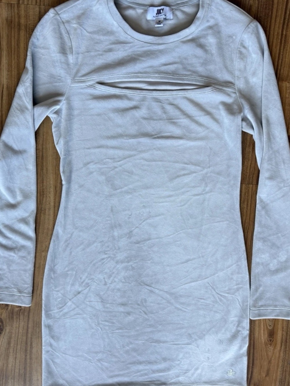 Juicy Couture velour stretch Light Gray/Silver long cutout bodycon dress